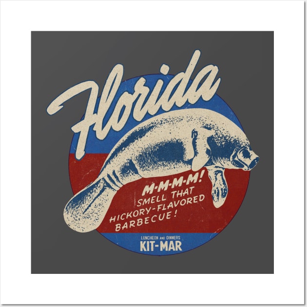 Vintage Florida Manatee BBQ Wall Art by Kujo Vintage
